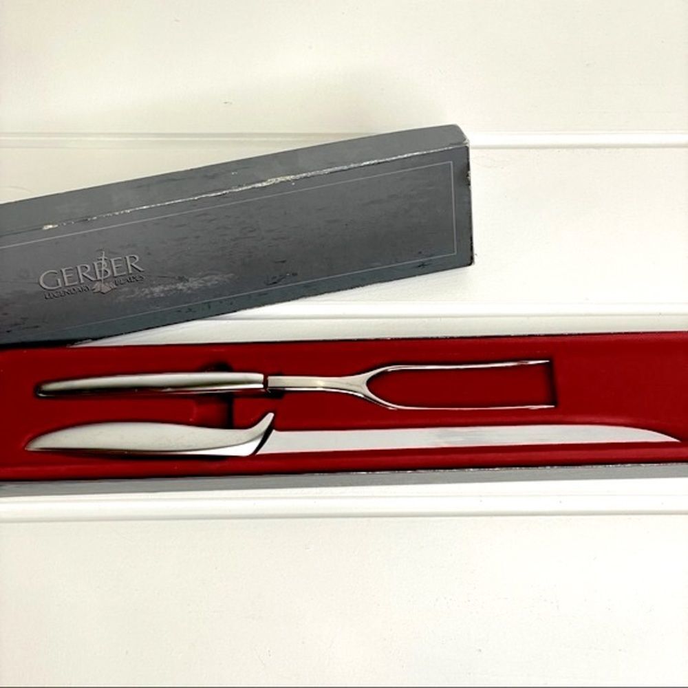 Gerber Vintage BRC Meat Carving Set Includes Balmung Knife And Ron Fork